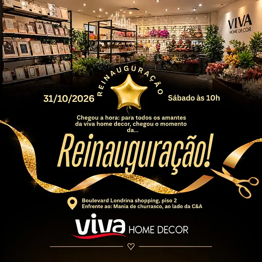 Post da Viva anunciando a reinauguração da loja no Boulevard em 31 de outubro de 2026
